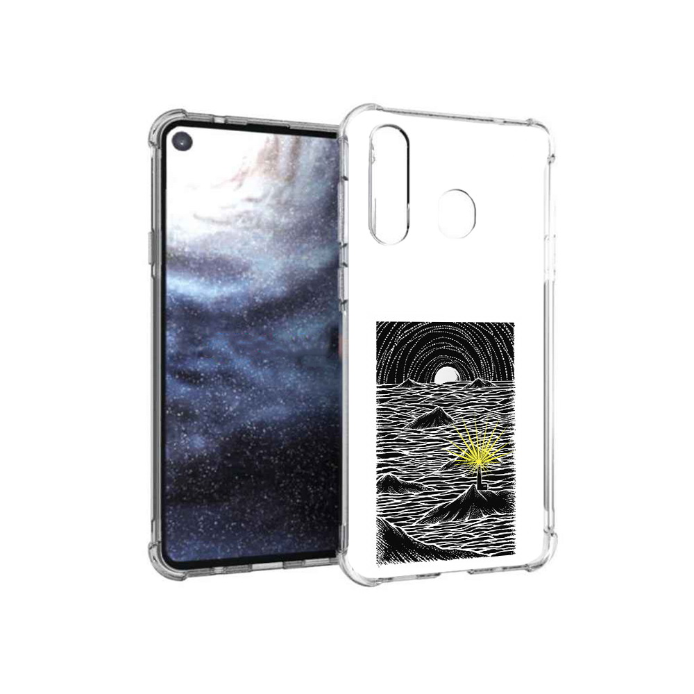 

Чехол MyPads Tocco для Samsung Galaxy A8s маяк в черно белом море (PT124633.501.460), Прозрачный, Tocco
