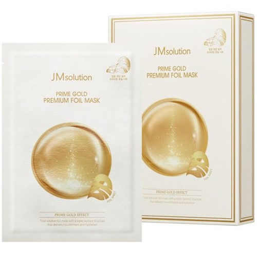 Маска тканевая JM Solution PRIME GOLD PREMIUM FOIL MASK с коллоидным золотом 35мл х 10шт. dr smart маска для лица омолаживающая с астаксантином gold foil mask