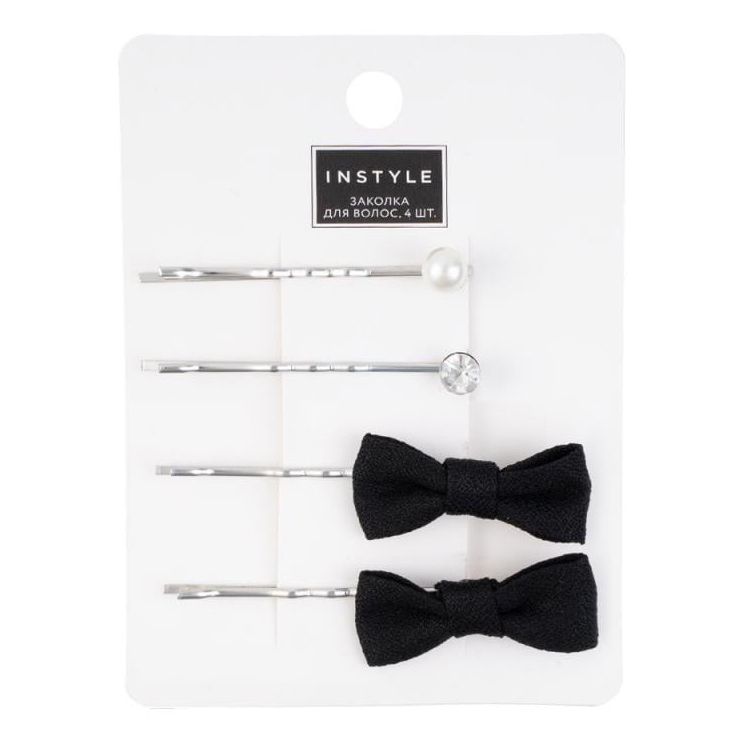 

Невидимка InStyle в ассортименте, 4 шт, Серебристый;черный