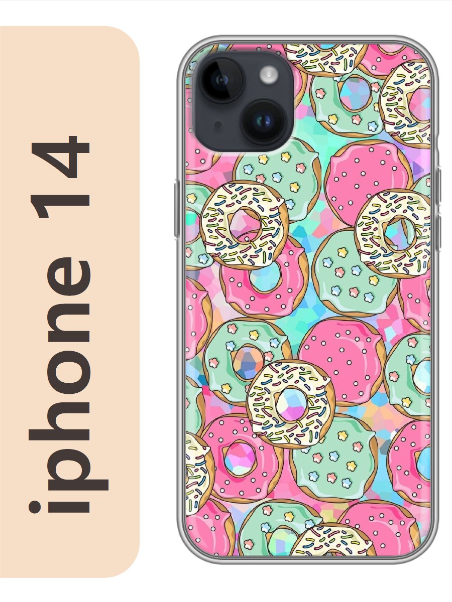 

Чехол на Apple Iphone 14 пончики фон 213, Прозрачный, Iph14fone