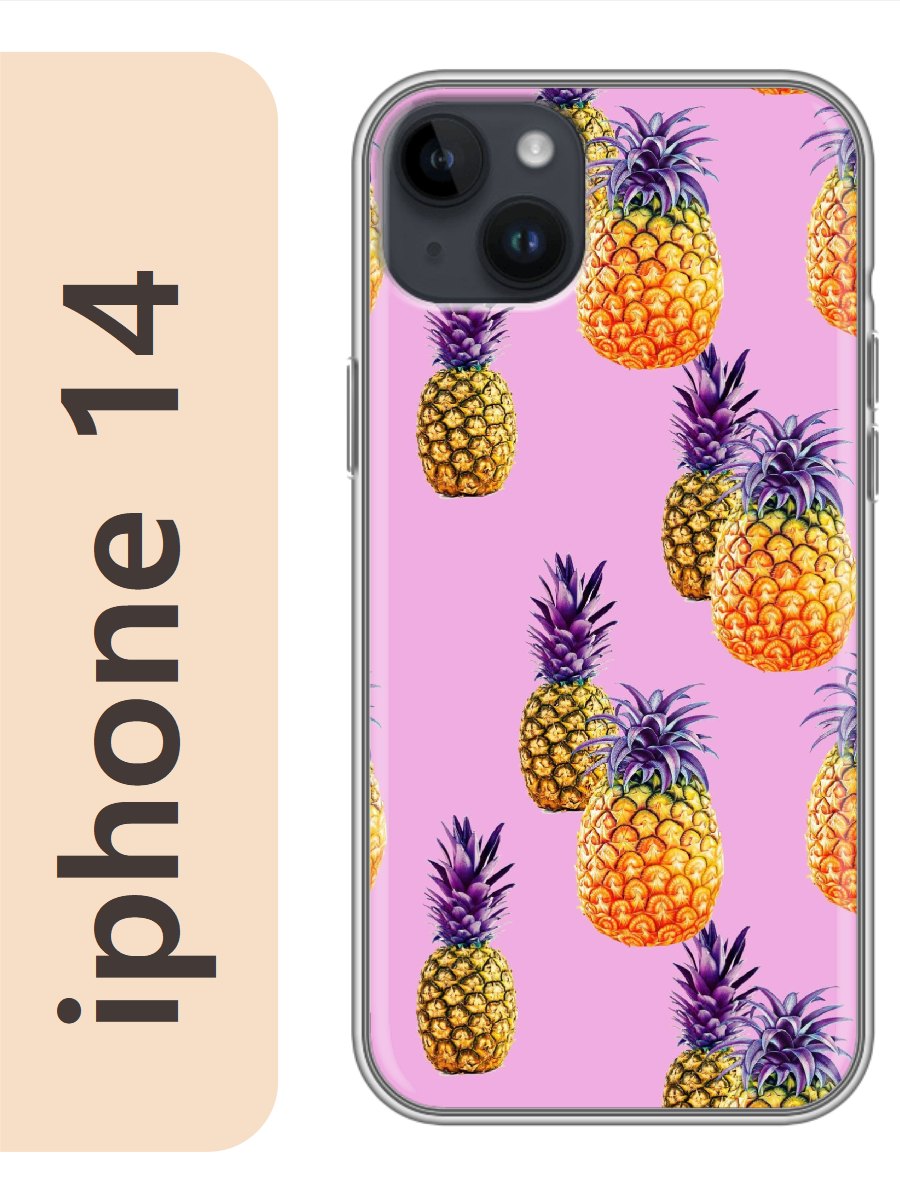 

Чехол на Apple Iphone 14 ананасы фон 209, Прозрачный, Iph14fone