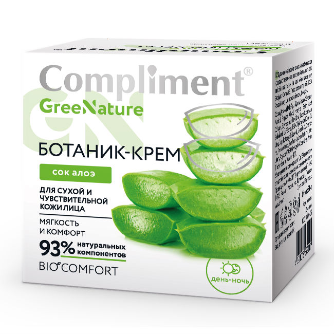

Ботаник-крем Compliment GreeNature Сок Алоэ для сухой и чувствительной кожи лица 50 мл