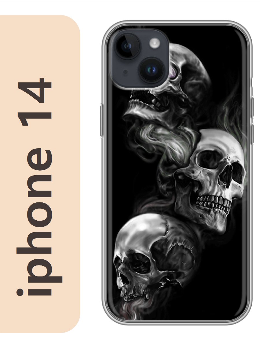 

Чехол на Apple Iphone 14 черепа 182, Прозрачный, Iph14bone