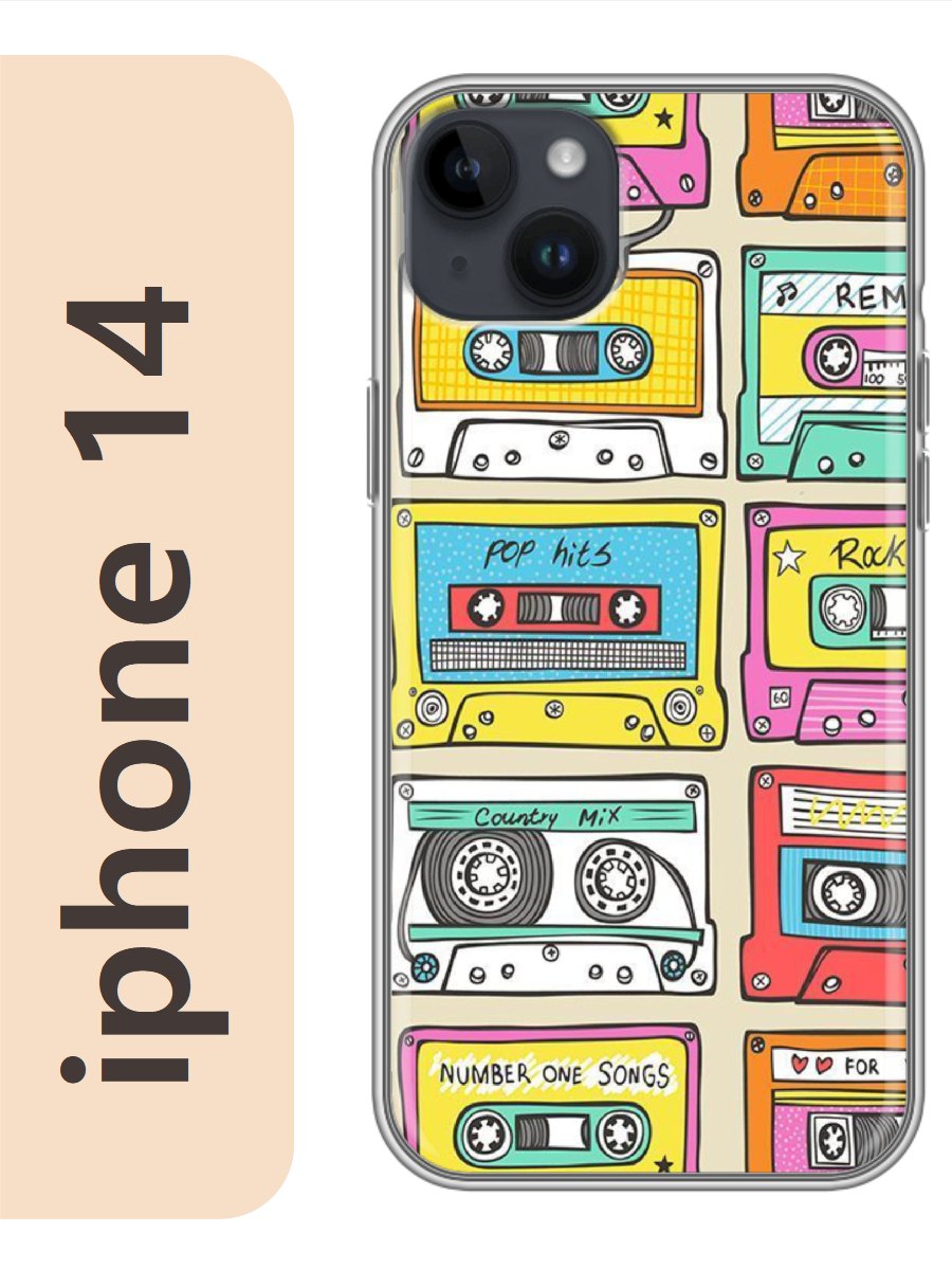 

Чехол на Apple Iphone 14 кассеты 177, Прозрачный, Iph14fone