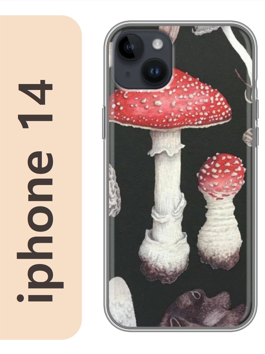 

Чехол на Apple Iphone 14 грибы 154, Прозрачный, Iph14fone
