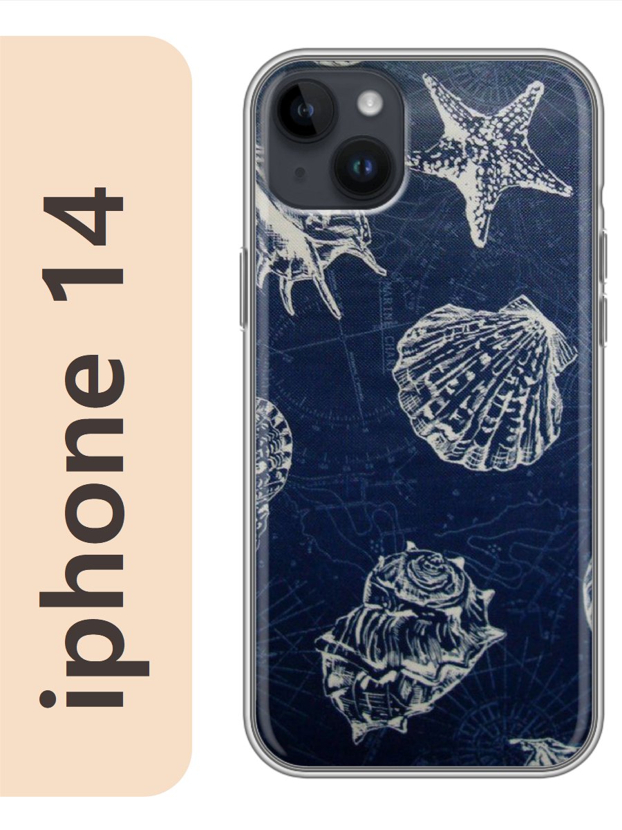 

Чехол на Apple Iphone 14 ракушки морской фон 135, Прозрачный, Iph14rzne