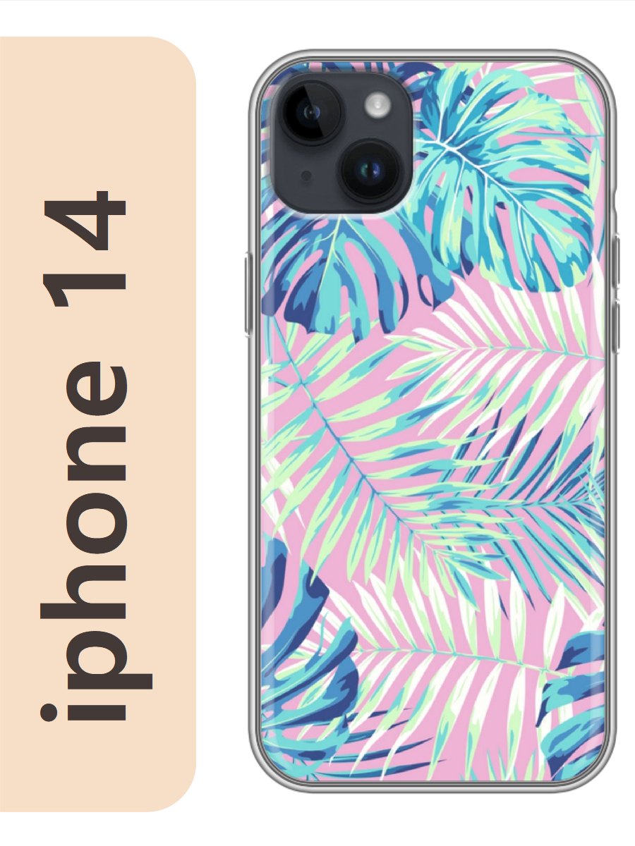

Чехол на Apple Iphone 14 цветы листья 120, Прозрачный, Iph14rzne
