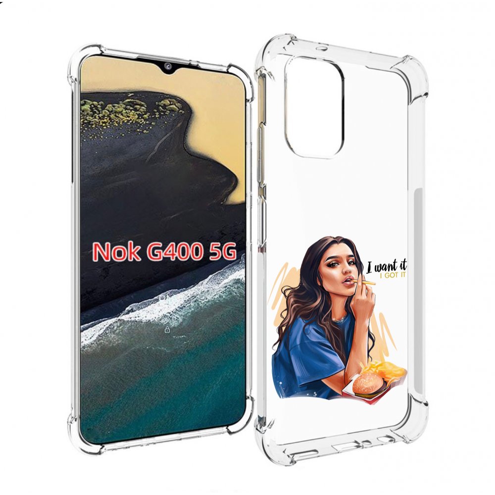 

Чехол MyPads девушка-с-едой-и-сигаретой женский для Nokia G400 5G, Прозрачный, Tocco