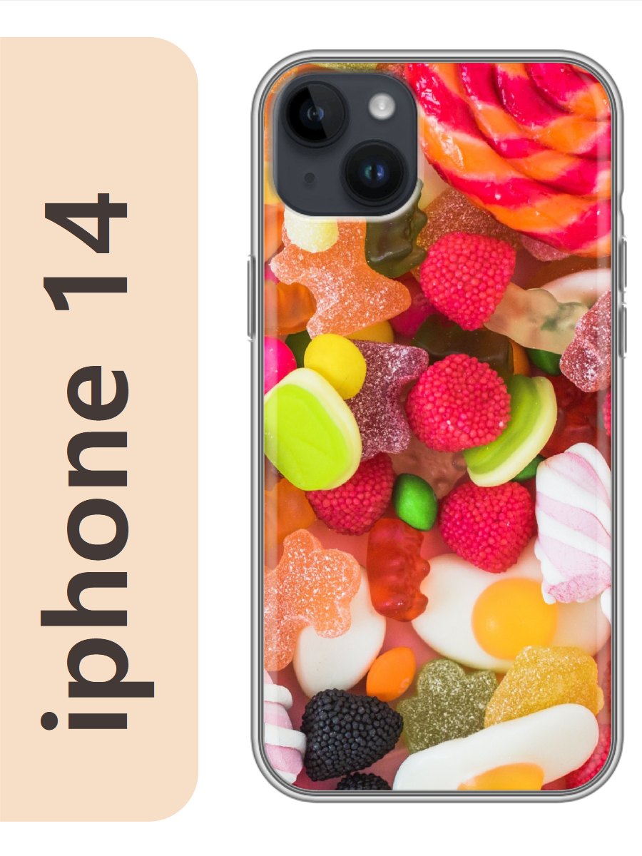 

Чехол на Apple Iphone 14 вкусняшки сладости 108, Прозрачный, Iph14swts