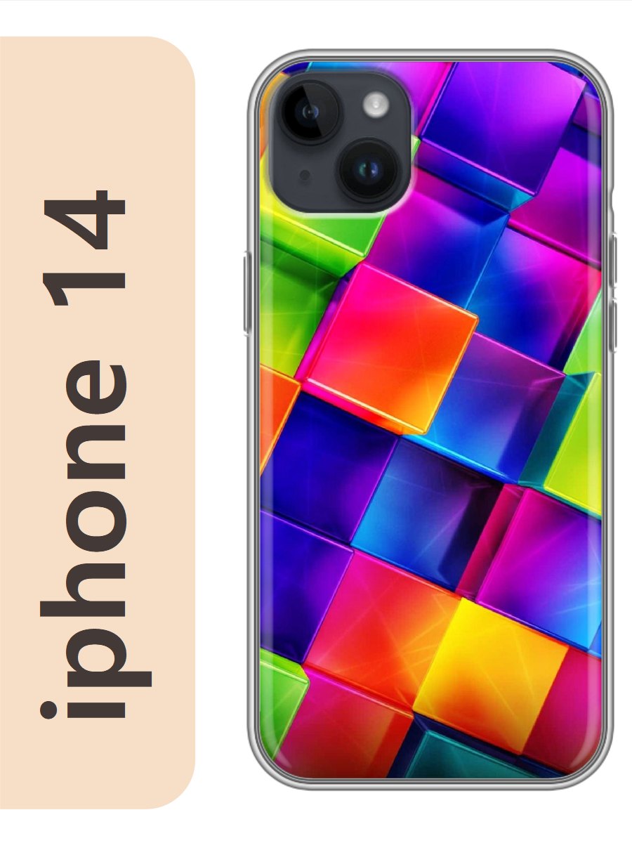 

Чехол на Apple Iphone 14 кубики разноцветные 084, Прозрачный, Iph14rzne