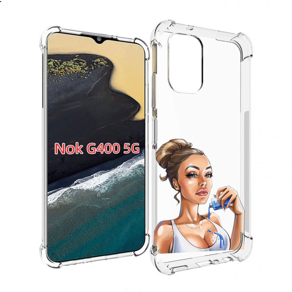 

Чехол MyPads девушка-пролила-краску женский для Nokia G400 5G, Прозрачный, Tocco