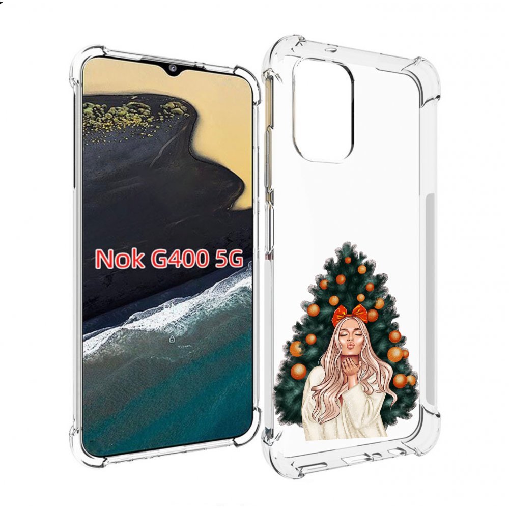 

Чехол MyPads девушка-под-елкой-с-мандаринами женский для Nokia G400 5G, Прозрачный, Tocco