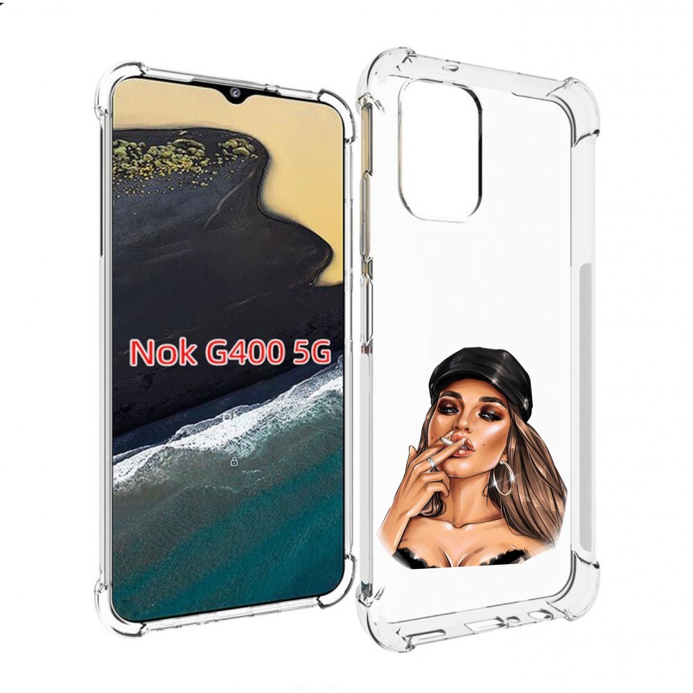 

Чехол MyPads девушка-в-шапке-с-сигаретой для Nokia G400 5G, Прозрачный, Tocco