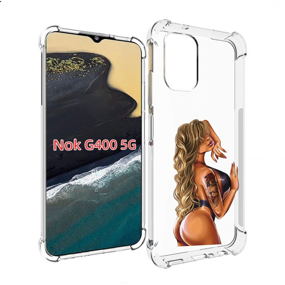 

Чехол MyPads девушка-в-черном-кожаном-купальнике женский для Nokia G400 5G, Прозрачный, Tocco