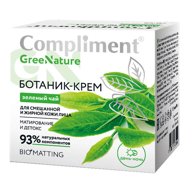 

Ботаник-крем Compliment GreeNature Зеленый Чай для смешанной и жирной кожи лица 50 мл