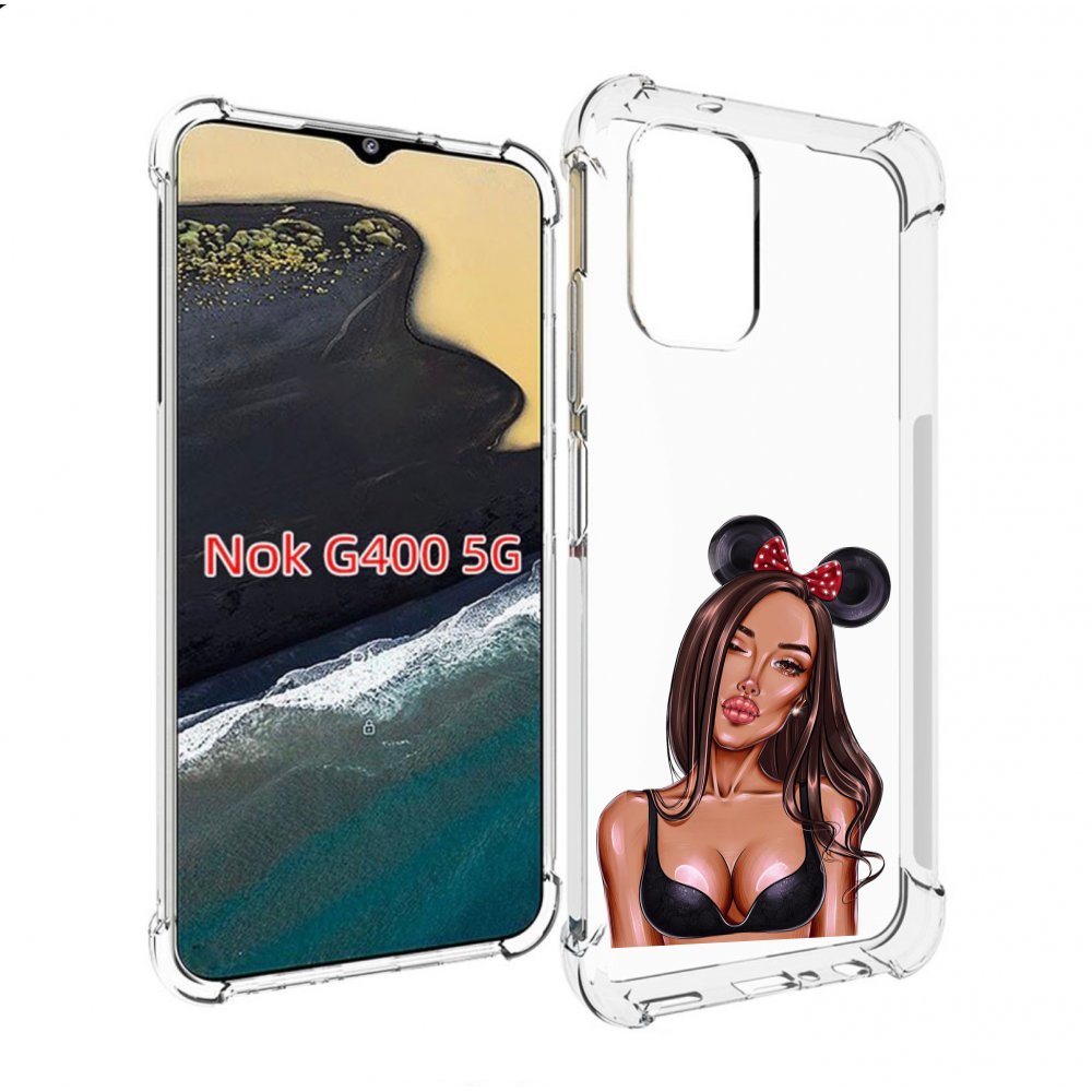 

Чехол MyPads девушка-в-купальнике-с-ушками женский для Nokia G400 5G, Прозрачный, Tocco