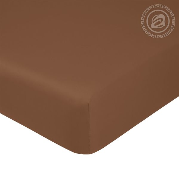 фото Простыня на резинке из сатина коричневая 160х200х20 арт дизайн