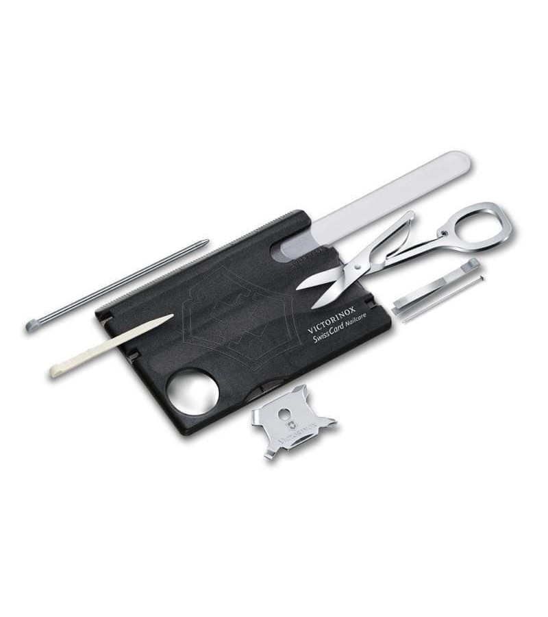 

Швейцарская карточка VICTORINOX SwissCard Nailcare, 13 функций, полупрозрачная чёрная, Прозрачный;серебристый;черный, SwissCard Nailcare