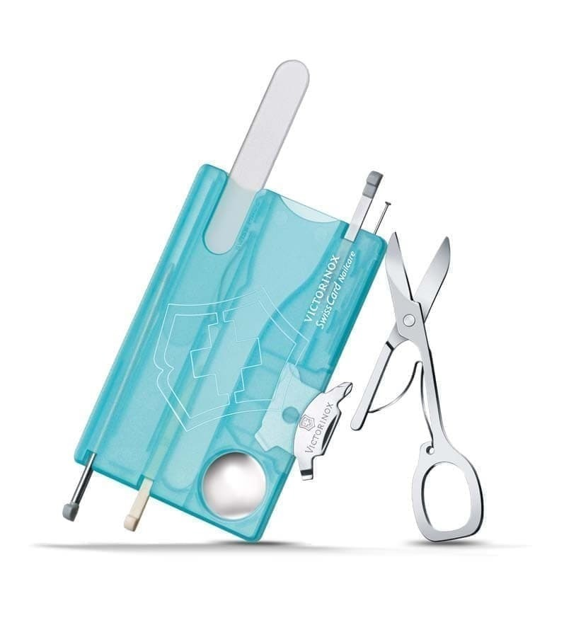 

Швейцарская карточка VICTORINOX SwissCard Nailcare, 13 функций, полупрозрачная бирюзовая, Голубой;прозрачный;серебристый, SwissCard Nailcare