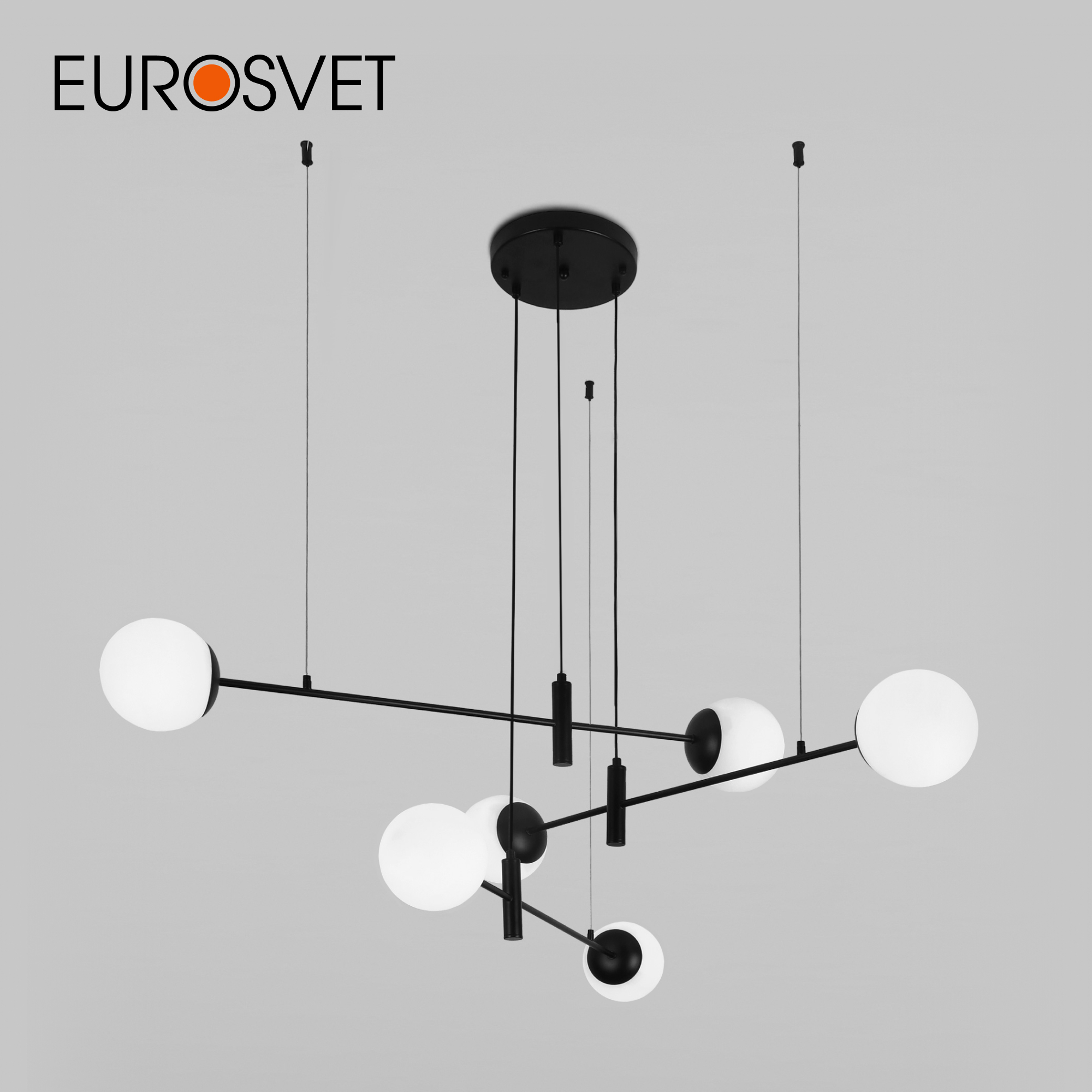 Подвесная люстра на 6 стеклянных плафонов Eurosvet Planet 70146/6 Е27 черный