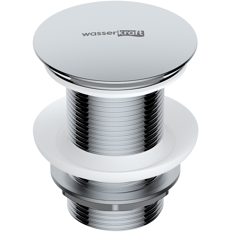 

Донный клапан WasserKRAFT Push-up хром A244, Серебристый, A244