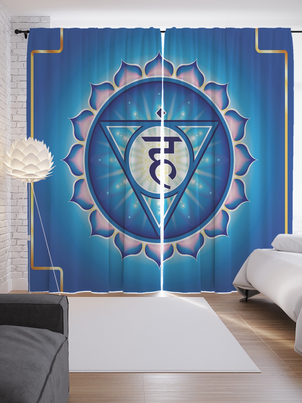 

Шторы JoyArty с фотопечатью "Чакра вишудха" из сатена, 290х265 см, Чакра вишудха