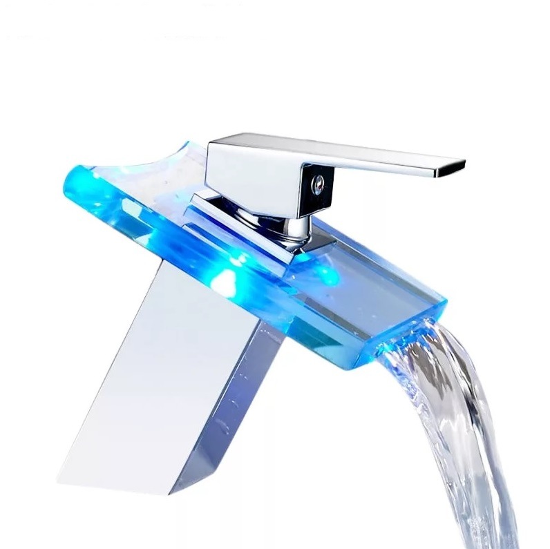 Смеситель для раковины стеклянный Curstory с LED подсветкой W-A002S смеситель для кухни ростовская мануфактура сантехники