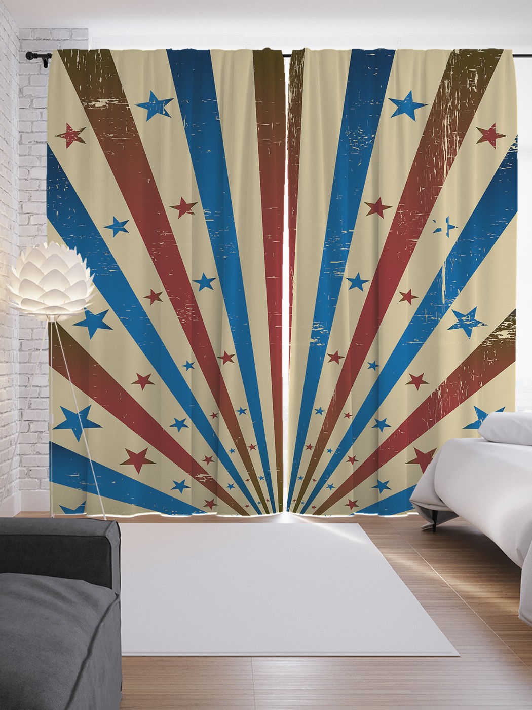 

Шторы JoyArty с фотопечатью "Звезды и полосы гранж" из сатена, 290х265 см, Звезды и полосы гранж