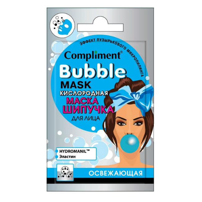 фото Cаше compliment bubble mask кислородная маска-шипучка для лица освежающая 7 мл