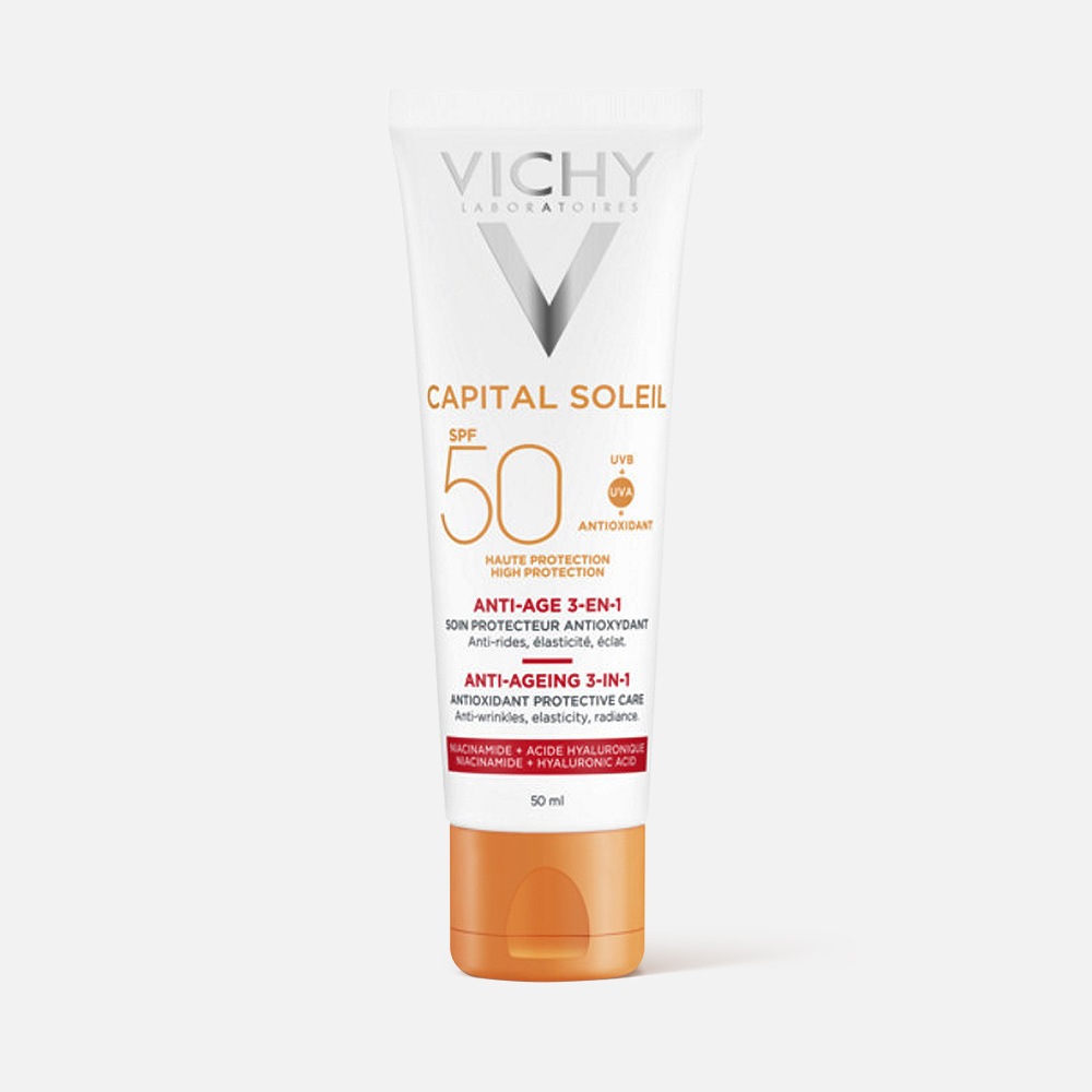 Крем для лица Vichy Capital Ideal Soleil SPF50 3в1 с антиоксидантами, антивозрастной 50 мл