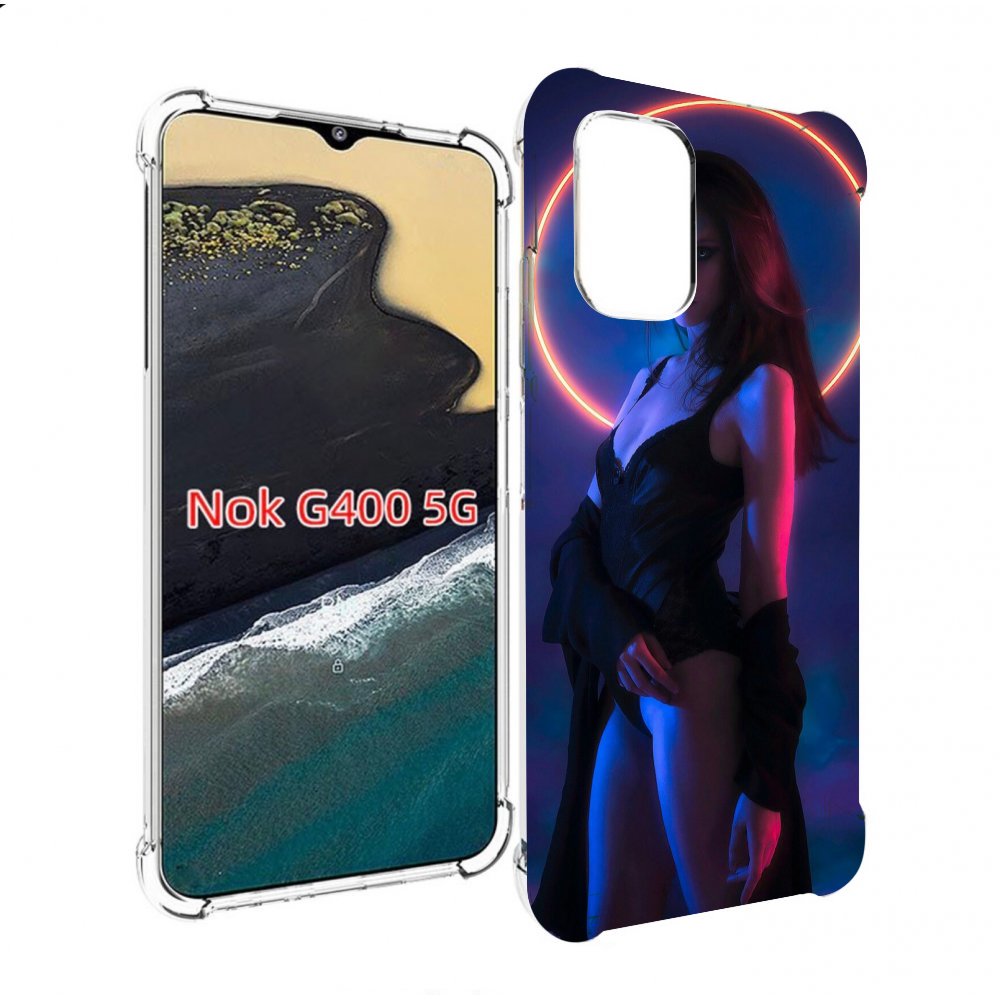

Чехол MyPads девушка с неоновым кругом женский для Nokia G400 5G, Прозрачный, Tocco