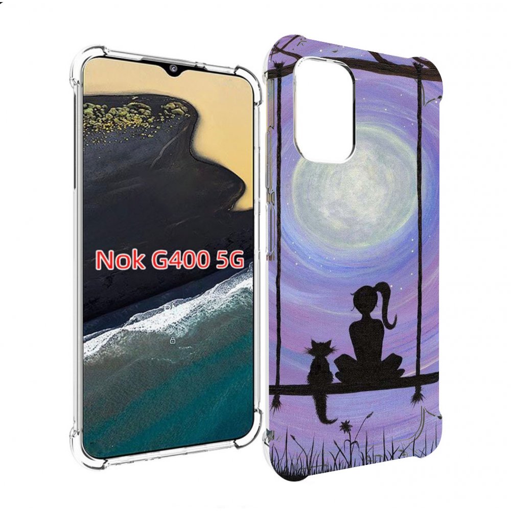 

Чехол MyPads девушка с котом на качеле женский для Nokia G400 5G, Прозрачный, Tocco