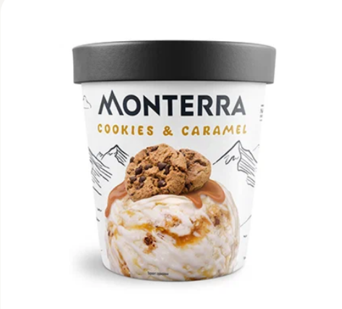 

Мороженое пломбир Monterra печенье-карамель 12,7% БЗМЖ 298 г