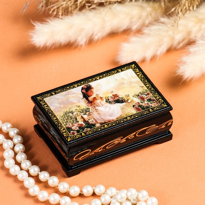 

Шкатулка «Ангел с котенком», 6×9 см, лаковая миниатюра