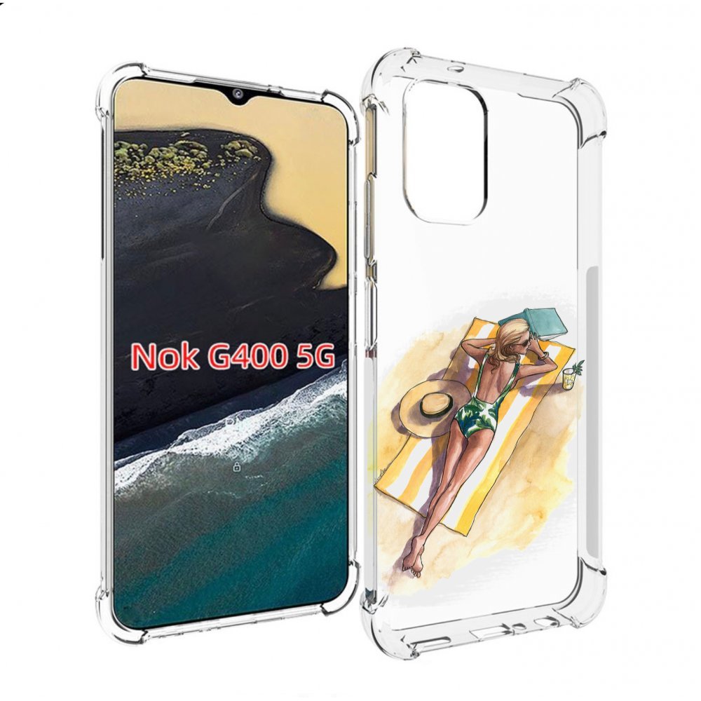 

Чехол MyPads девушка на пляже женский для Nokia G400 5G, Прозрачный, Tocco