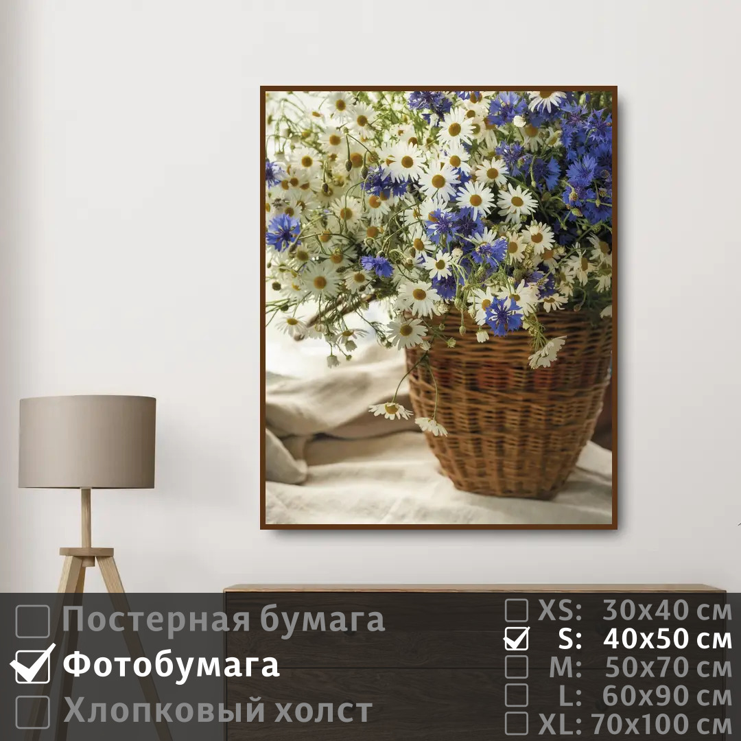 

Постер на фотобумаге ПолиЦентр Васильки и ромашки 40х50 см, ВасилькиИРомашки