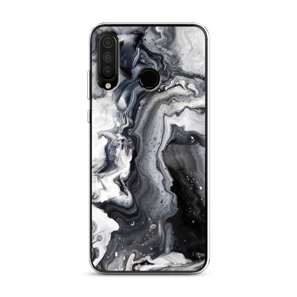 фото Чехол awog "бело-черные сложные полосы" для huawei p30 lite