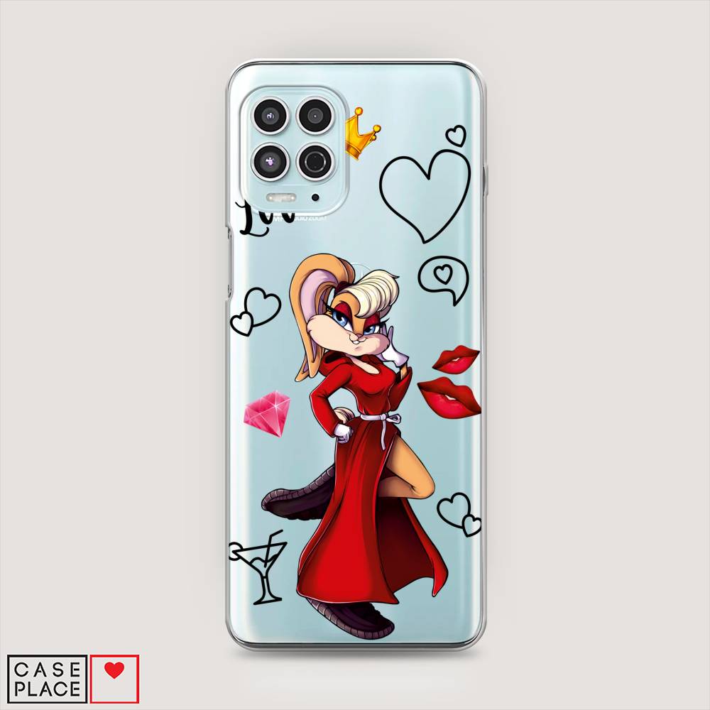 

Чехол на Motorola Moto G100 "Rich Lola Bunny", Красный;бежевый;оранжевый, 241650-6