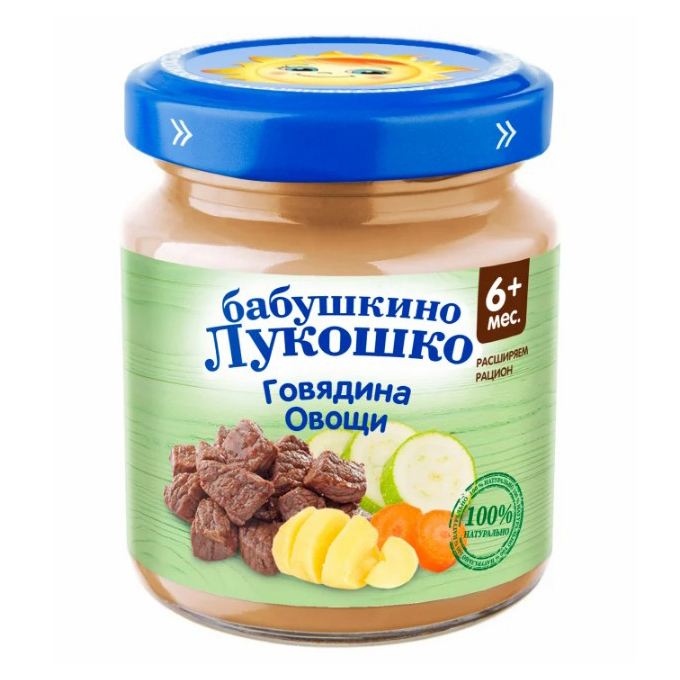 Пюре Бабушкино Лукошко Рагу говядина-овощи с 6 месяцев 100 г