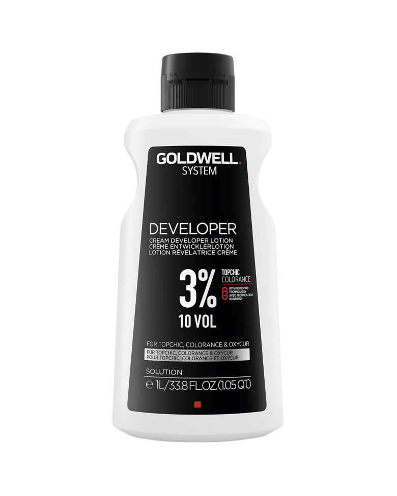 Окислитель для краски Goldwell Topchic Cream Developer Lotion 10 vol., 3%, 1000 мл кремовый растворитель для краски 3%