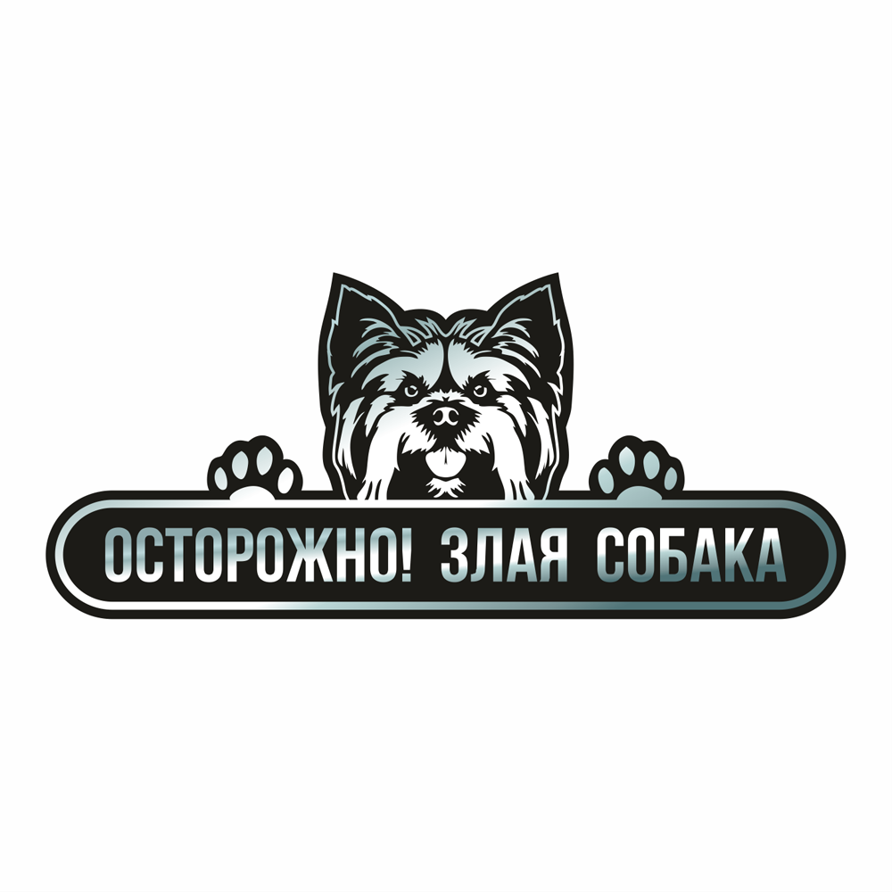 Табличка Осторожно, злая собака Фабрика Табличек №205 голубая зеркальный композит, 60х26см
