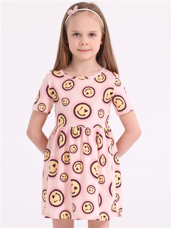 Платье детское Апрель 251дев001нД1Р, смайлики на розовом, 116