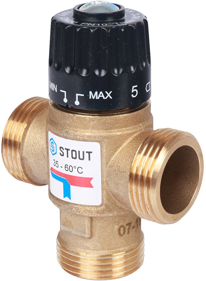 

STOUT SVM-0120-256025 клапан вентиль термостатический подмешивающий 1 НРш 35-60 °С KVs 2,5