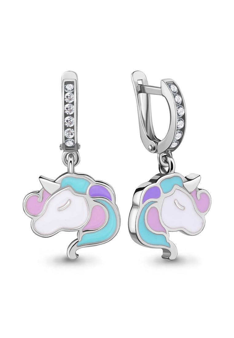 

Серьги подвески из серебра с эмалью/фианитом Aquamarine 46832А.5, 46832А.5