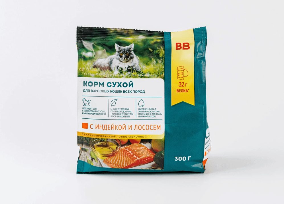 

Сухой корм ВкусВилл лосось для взрослых кошек 300 г