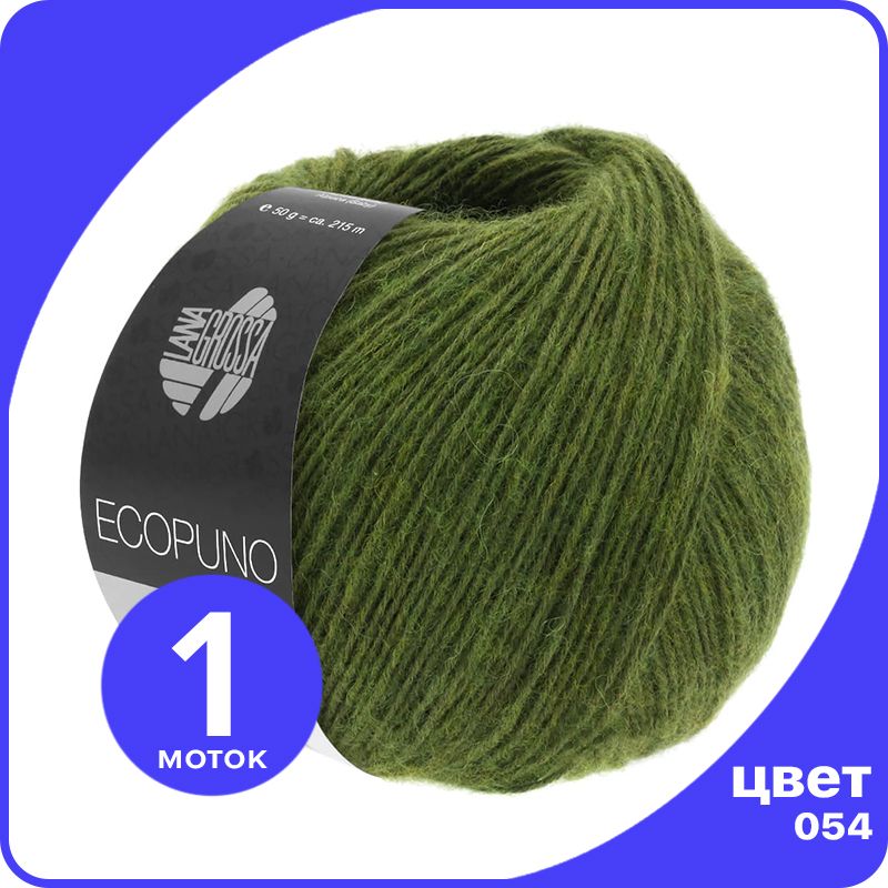 

Пряжа Lana Grossa Ecopuno 1 шт - 054 (Темно - оливковый) - 50 гр х 215 м / Лана Гросса Эко, Разноцветный, LGECOPUNO_klubok.club