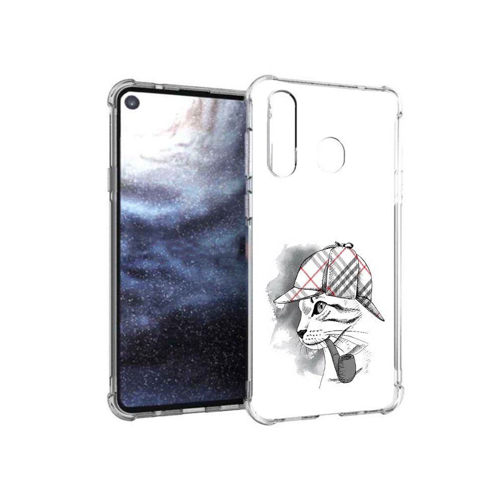 Чехол MyPads Tocco для Samsung Galaxy A8s кошка с трубкой (PT124633.501.405)