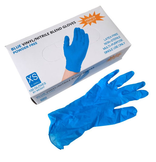Перчатки Wally Plastic винил нитрил 50 пар голубые xs