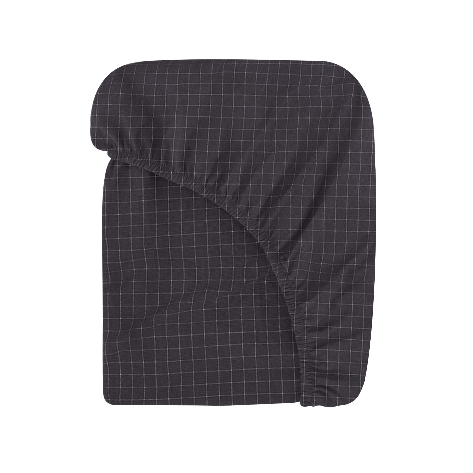 

Простыня MORФEUS из вареного хлопка Melange Gray Check 180x200x30 на резинке