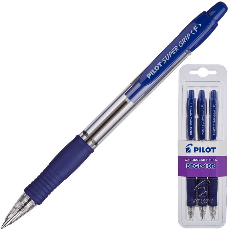 

Набор ручек шариковых Pilot Super Grip, синие, 0,7 мм, 3 шт.